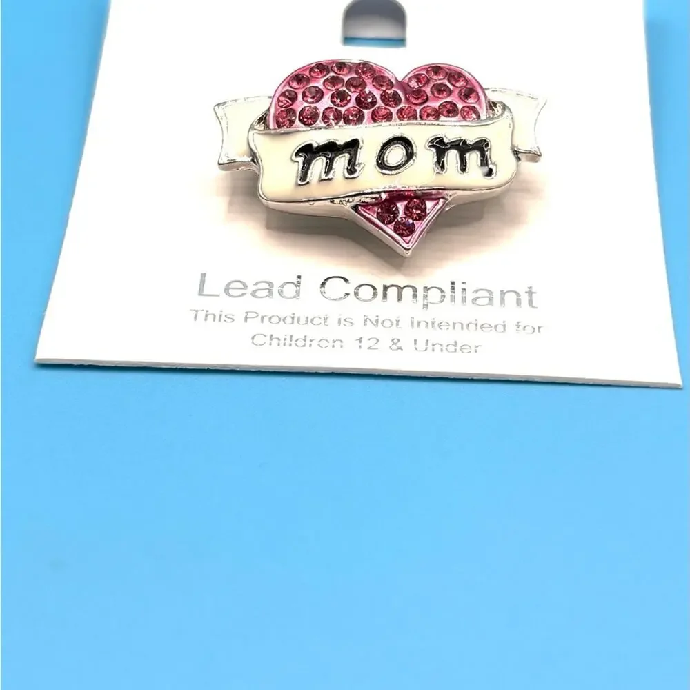 Pink Heart‎ 'Mom' Brooch